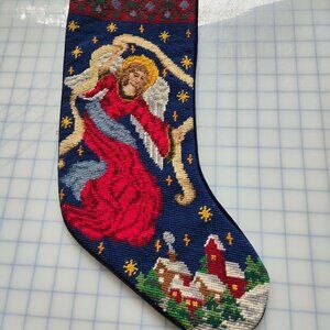 Jabara Needlepoint Christmas Stocking, Guardian Angel